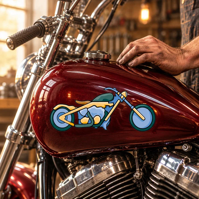 Chopper Stickers — illustrative vinyl application