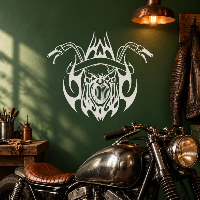 Motorcycle Plaque Decals — illustrative vinyl application