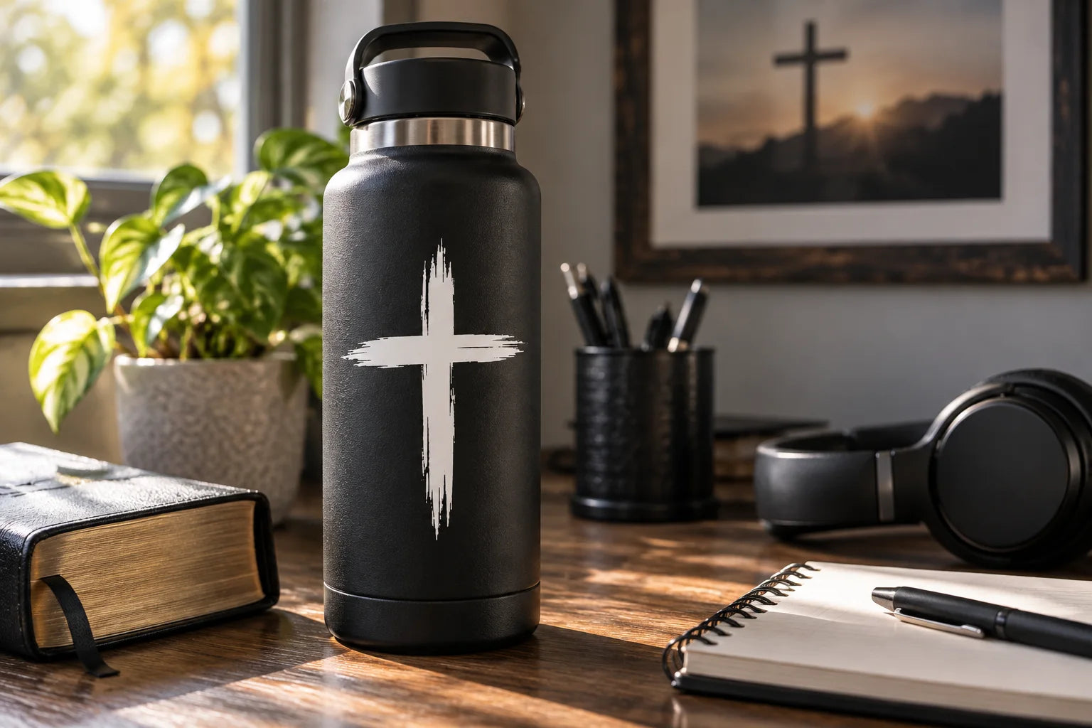 Illustrative Religion Decals vinyl application in a realistic separate close-up lifestyle scene.