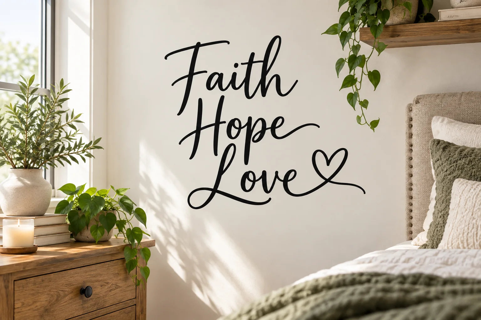 Illustrative Saying Quotes vinyl application in a realistic separate close-up lifestyle scene.