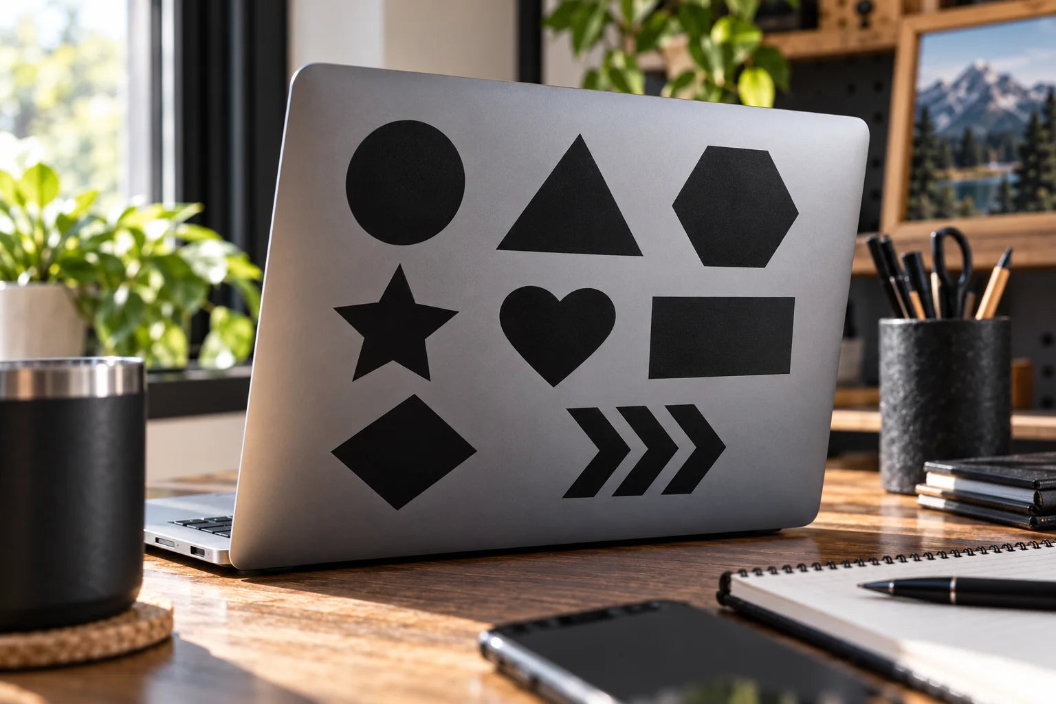 Illustrative Shape Decals vinyl application in a realistic separate close-up lifestyle scene.