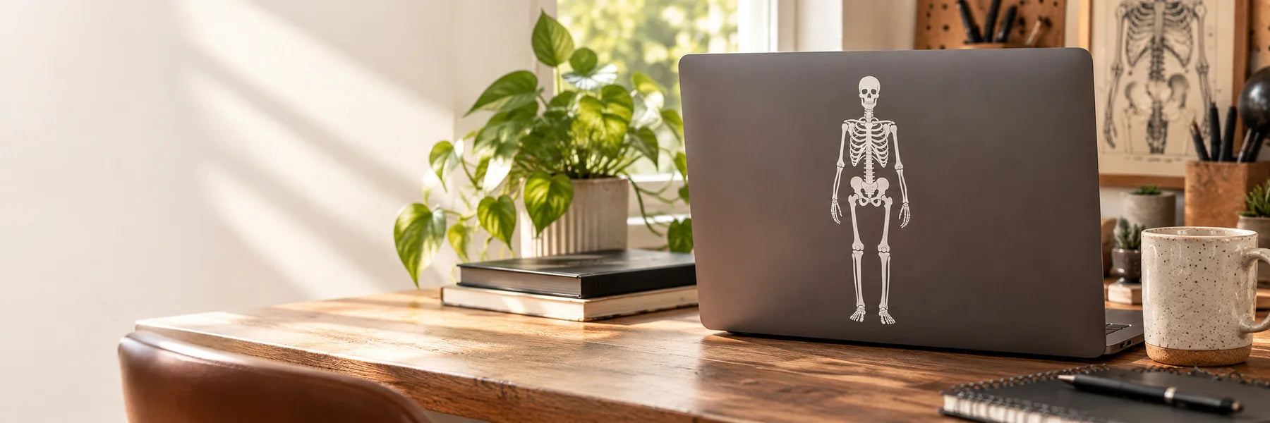 Illustrative Skeleton Decals vinyl application in a realistic panoramic lifestyle scene.