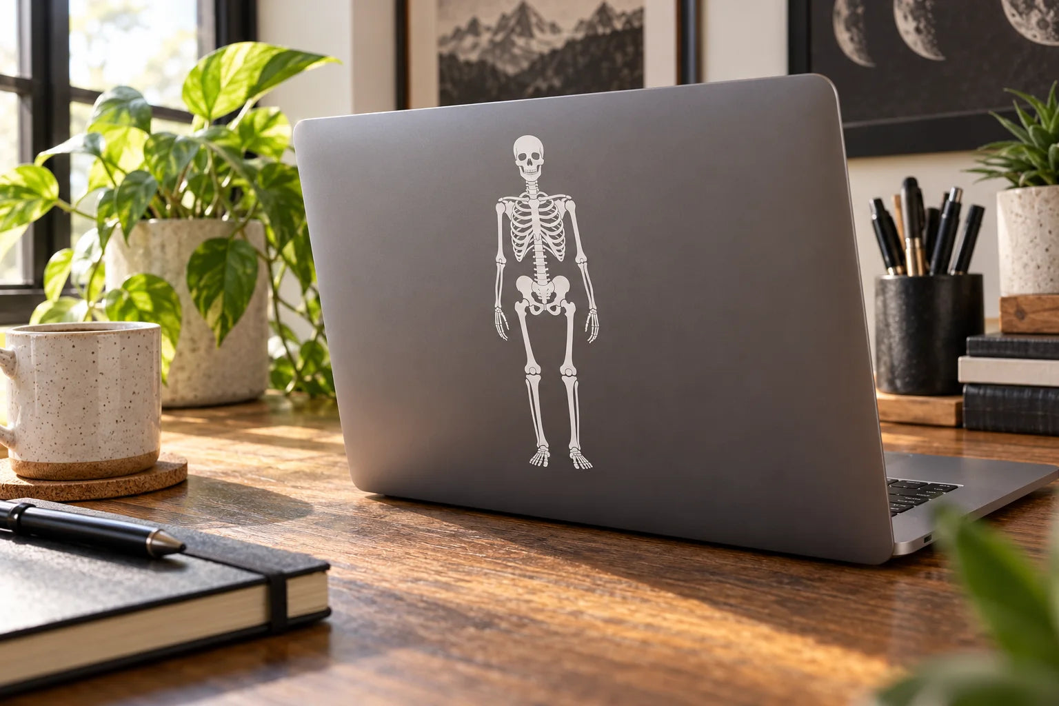 Illustrative Skeleton Decals vinyl application in a realistic separate close-up lifestyle scene.