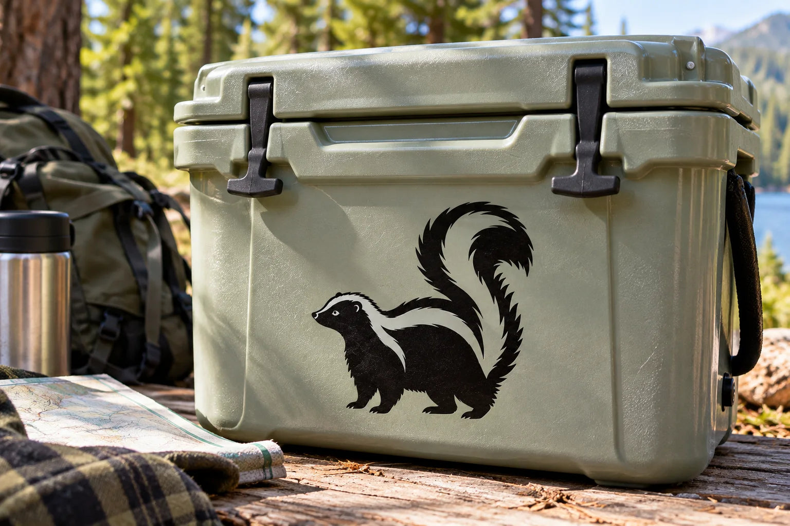 Illustrative Skunk Decals vinyl application in a realistic separate close-up lifestyle scene.