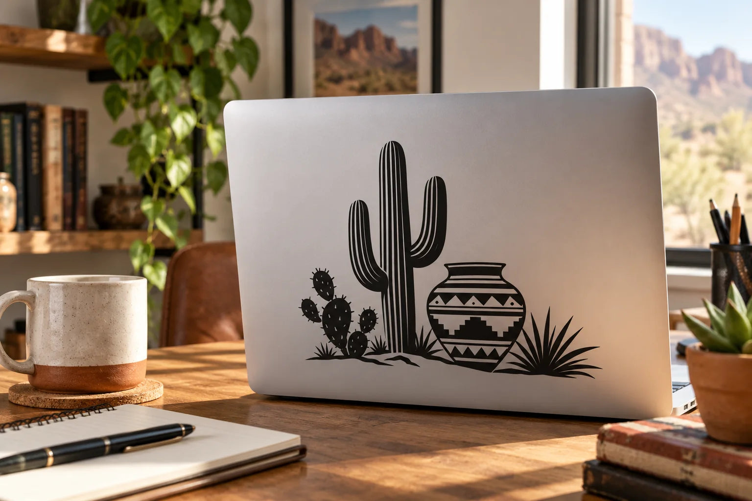 Illustrative Southwestern Items vinyl application in a realistic separate close-up lifestyle scene.