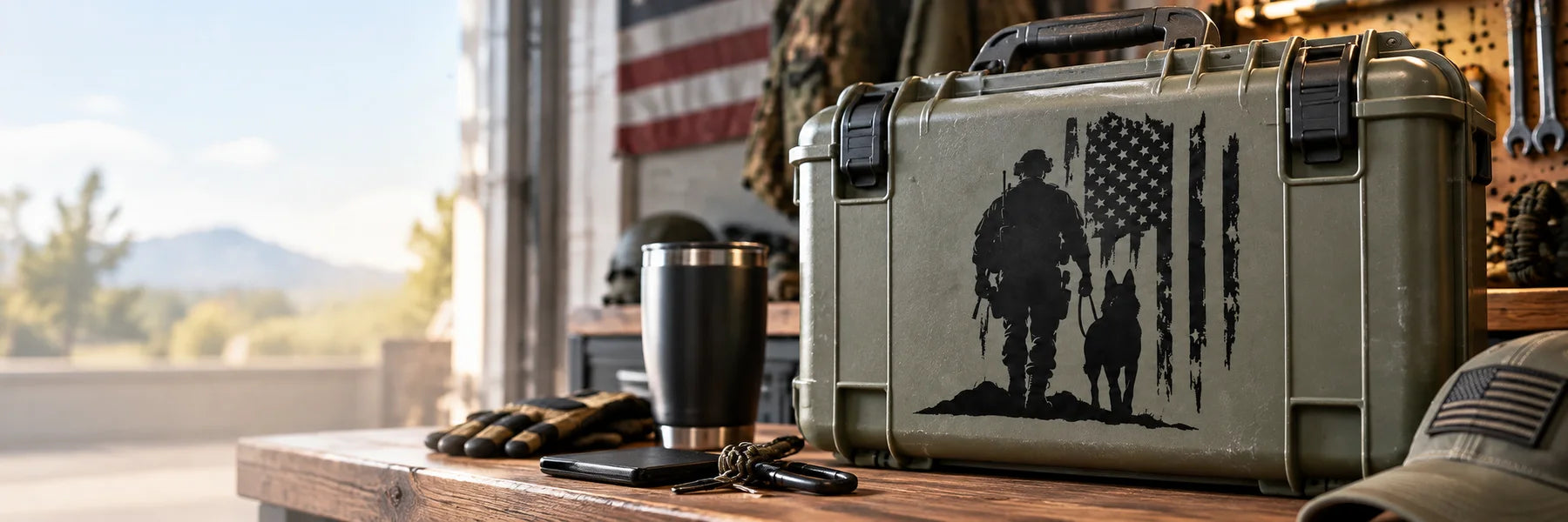Illustrative Soldier Decals vinyl application in a realistic panoramic lifestyle scene.