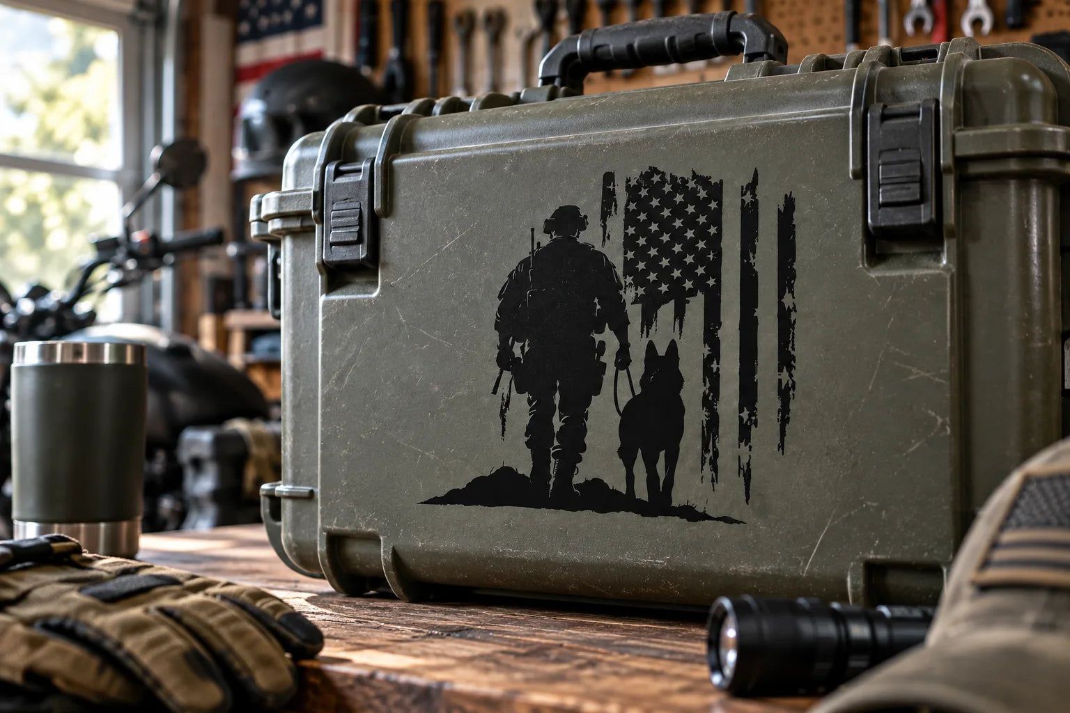 Illustrative Soldier Decals vinyl application in a realistic separate close-up lifestyle scene.