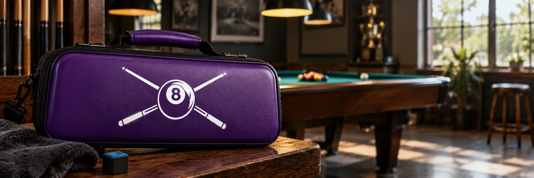 Illustrative Billiard Decals vinyl application in a realistic panoramic lifestyle scene.