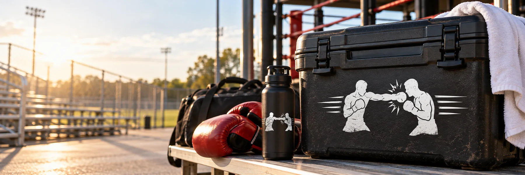 Illustrative Boxing Decals vinyl application in a realistic panoramic lifestyle scene.