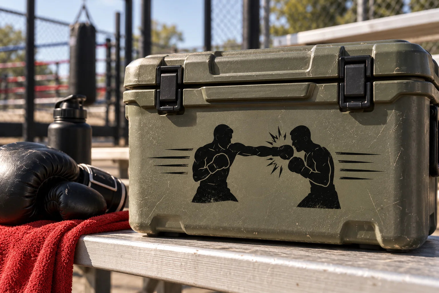 Illustrative Boxing Decals vinyl application in a realistic separate close-up lifestyle scene.