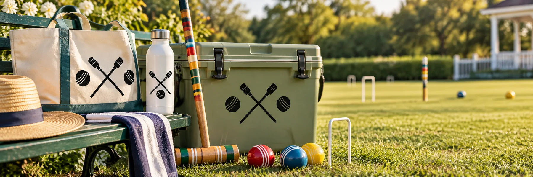 Illustrative Croquet Decals vinyl application in a realistic panoramic lifestyle scene.
