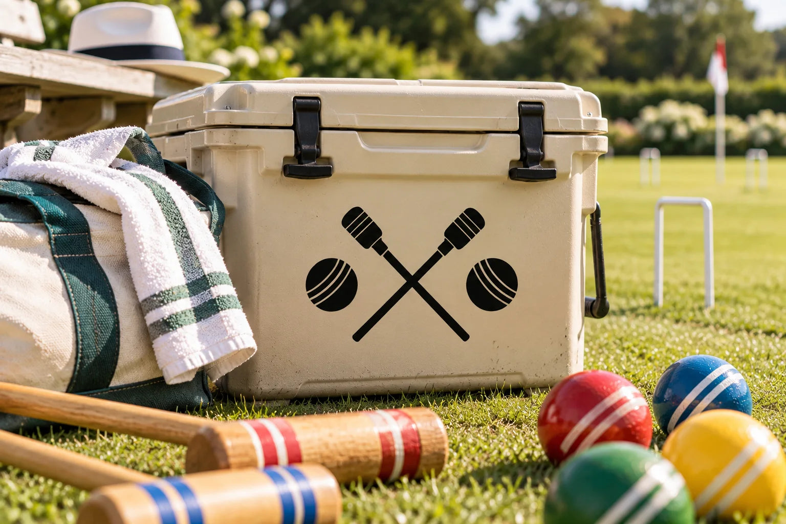 Illustrative Croquet Decals vinyl application in a realistic separate close-up lifestyle scene.