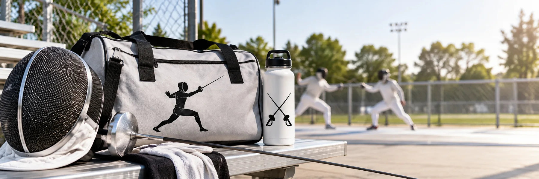 Illustrative Fencing Decals vinyl application in a realistic panoramic lifestyle scene.