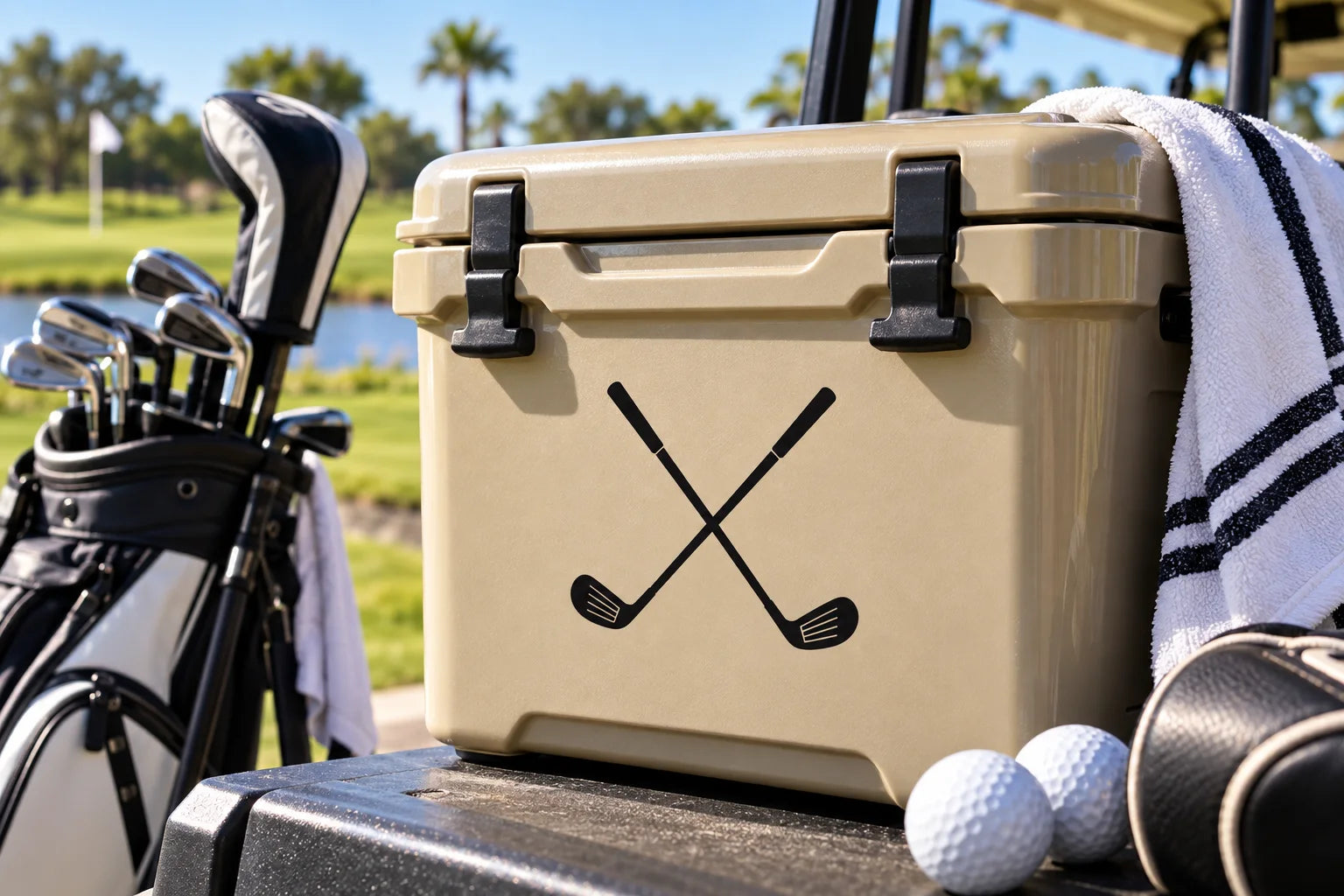 Illustrative Golf Decals vinyl application in a realistic separate close-up lifestyle scene.