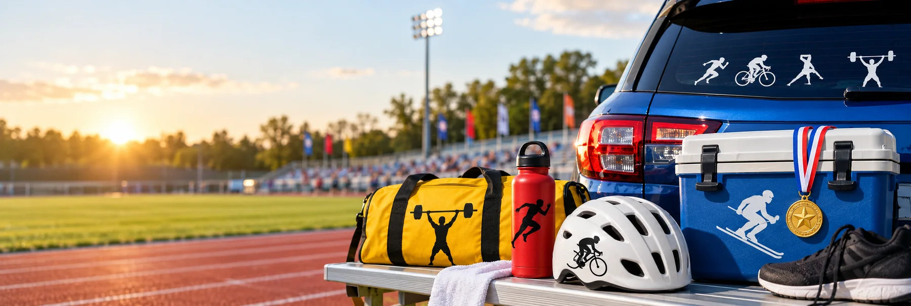 Illustrative Olympic Decals vinyl application in a realistic panoramic lifestyle scene.