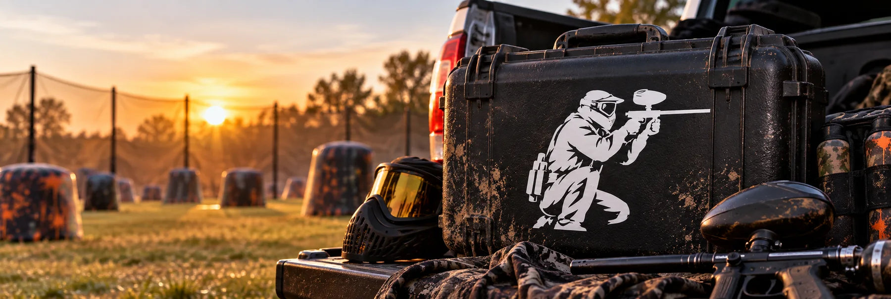 Illustrative Paintball Decals vinyl application in a realistic panoramic lifestyle scene.