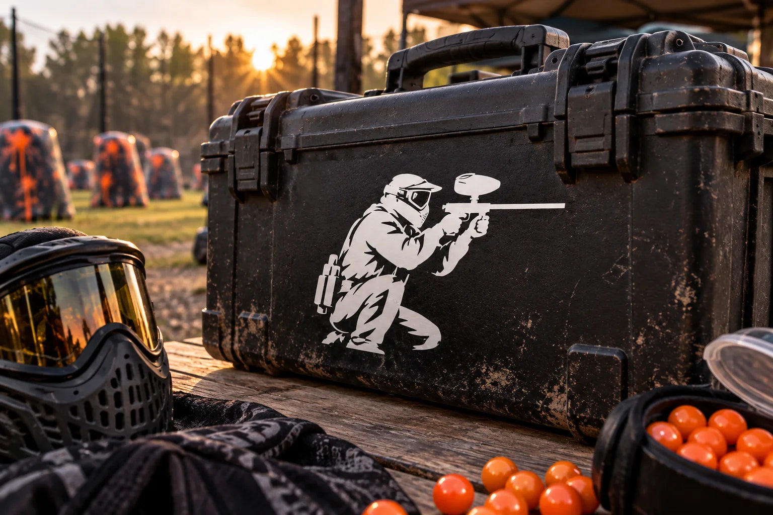 Illustrative Paintball Decals vinyl application in a realistic separate close-up lifestyle scene.