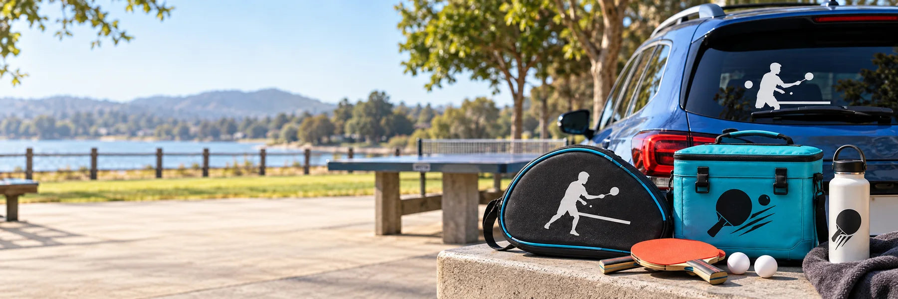 Illustrative Ping Pong Decals vinyl application in a realistic panoramic lifestyle scene.