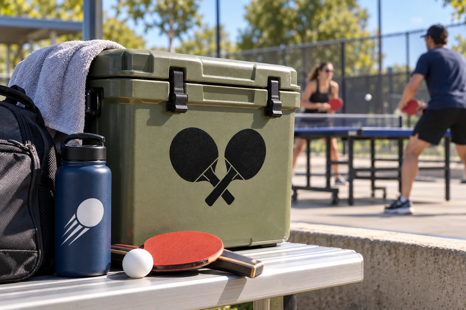 Illustrative Ping Pong Decals vinyl application in a realistic separate close-up lifestyle scene.