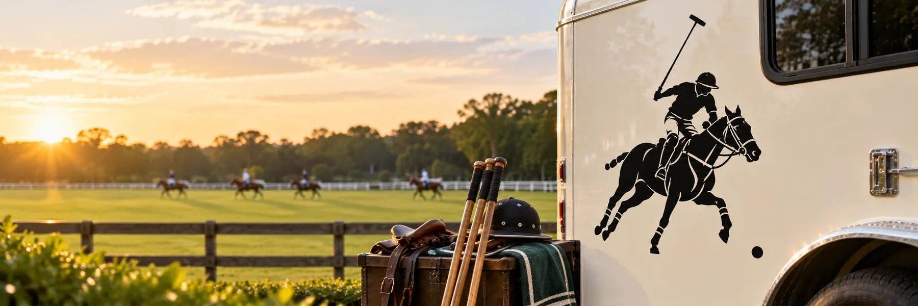Illustrative Polo Decals vinyl application in a realistic panoramic lifestyle scene.