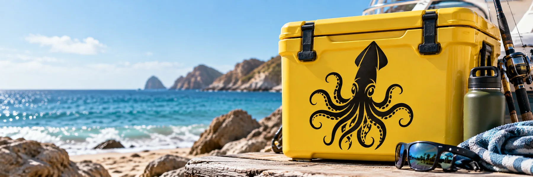 Illustrative Squid Decals vinyl application in a realistic panoramic lifestyle scene.