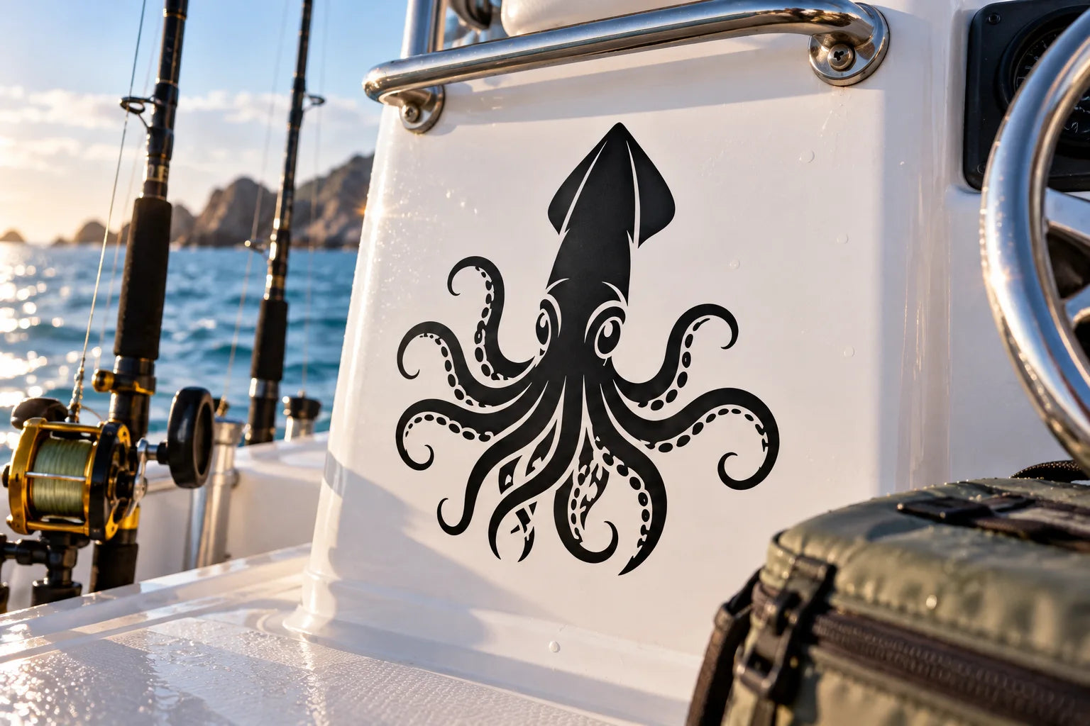 Illustrative Squid Decals vinyl application in a realistic separate close-up lifestyle scene.