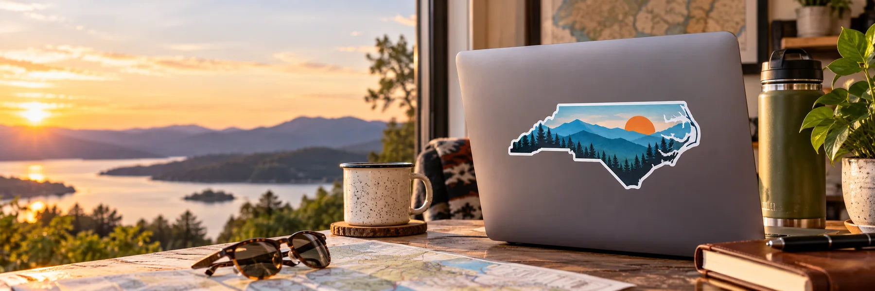 Illustrative State Decals vinyl application in a realistic panoramic lifestyle scene.