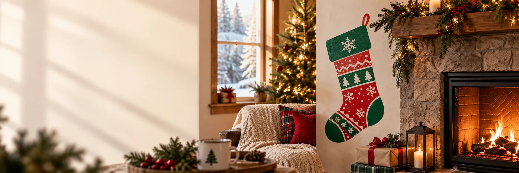 Illustrative Stocking Decals vinyl application in a realistic panoramic lifestyle scene.