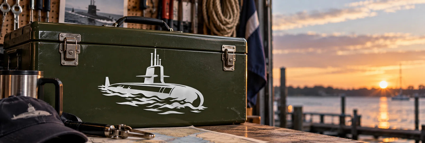 Illustrative Submarine Decals vinyl application in a realistic panoramic lifestyle scene.