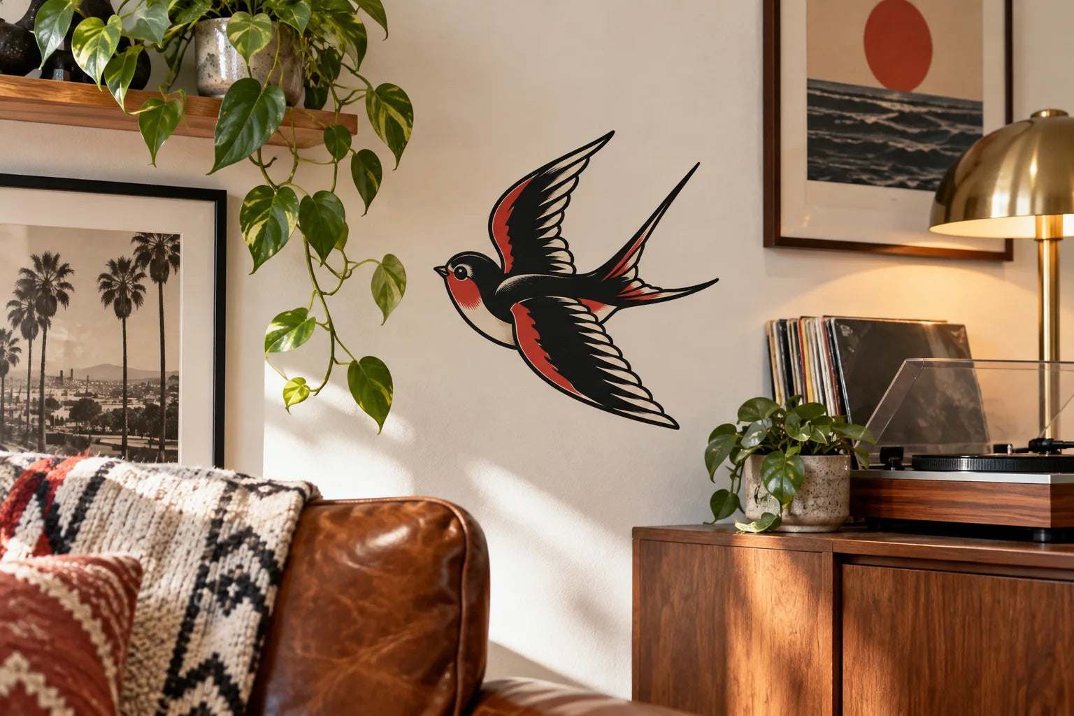 Illustrative Swallow Decals vinyl application in a realistic separate close-up lifestyle scene.