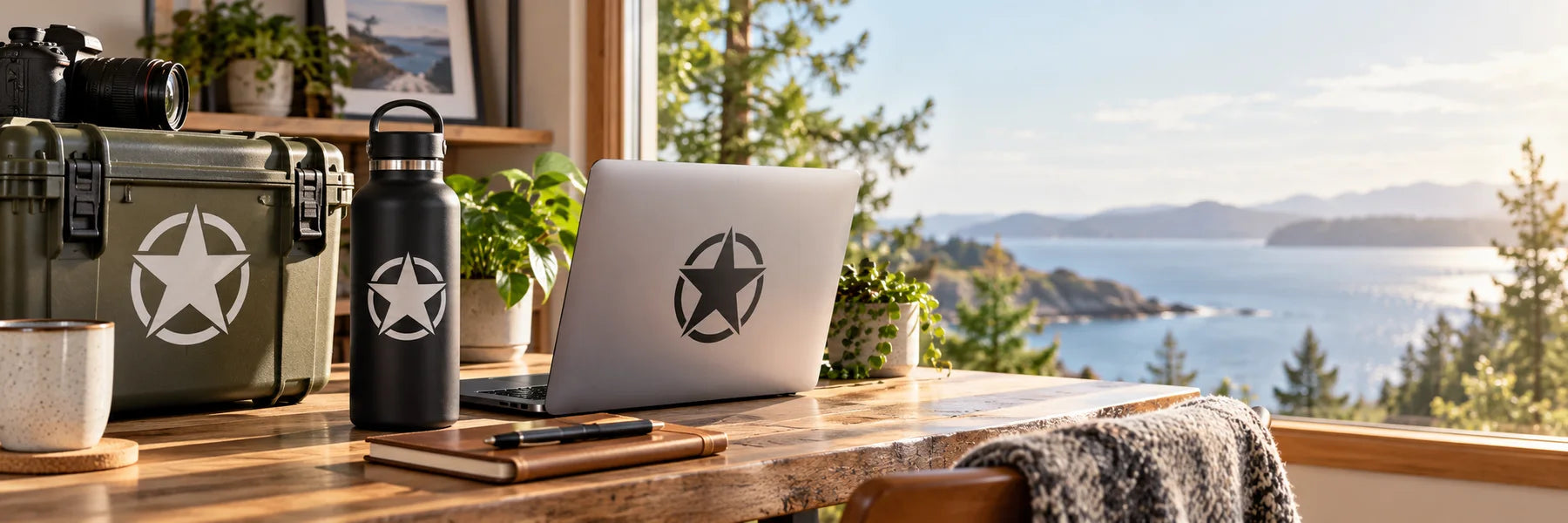 Illustrative Star Decals vinyl application in a realistic panoramic lifestyle scene.