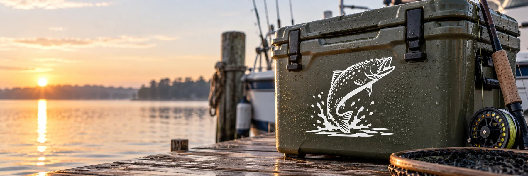 Illustrative Trout Decals vinyl application in a realistic panoramic lifestyle scene.