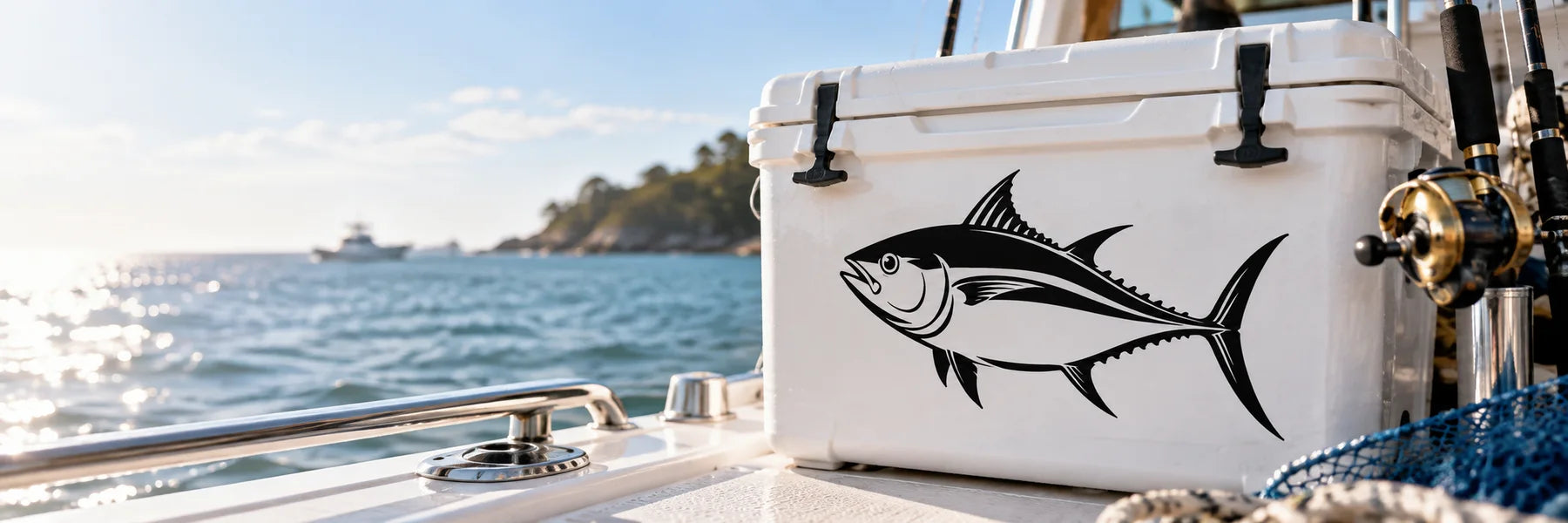 Illustrative Tuna Decals vinyl application in a realistic panoramic lifestyle scene.