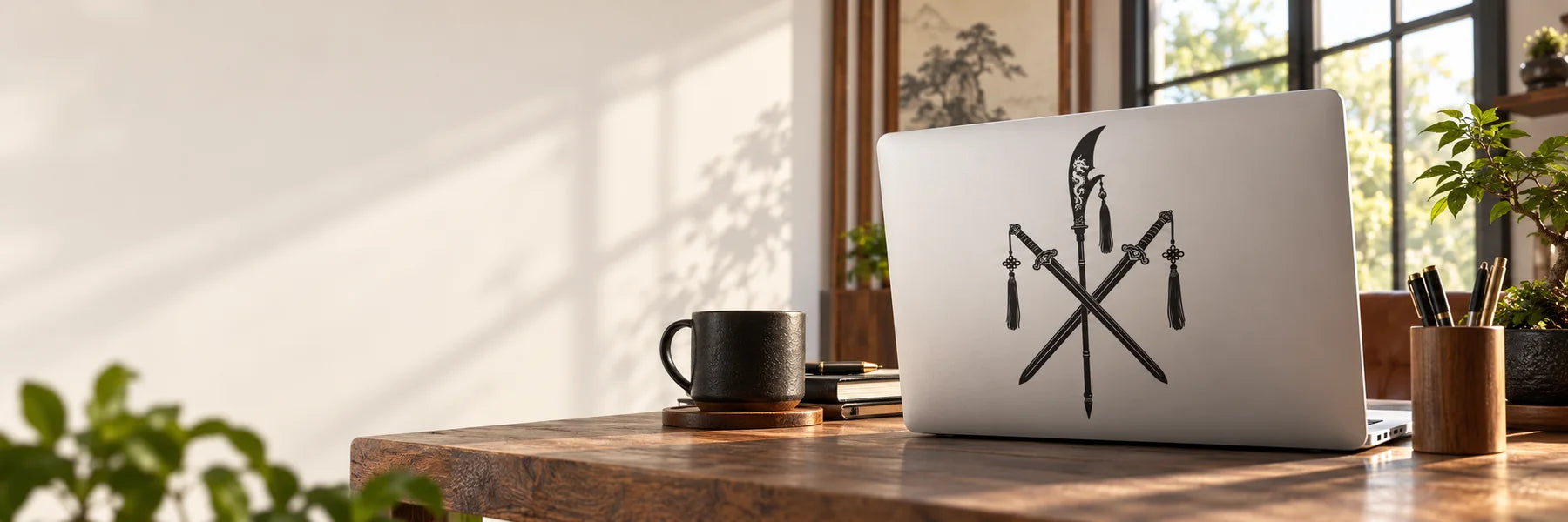 Illustrative Chinese Weapons vinyl application in a realistic panoramic lifestyle scene.