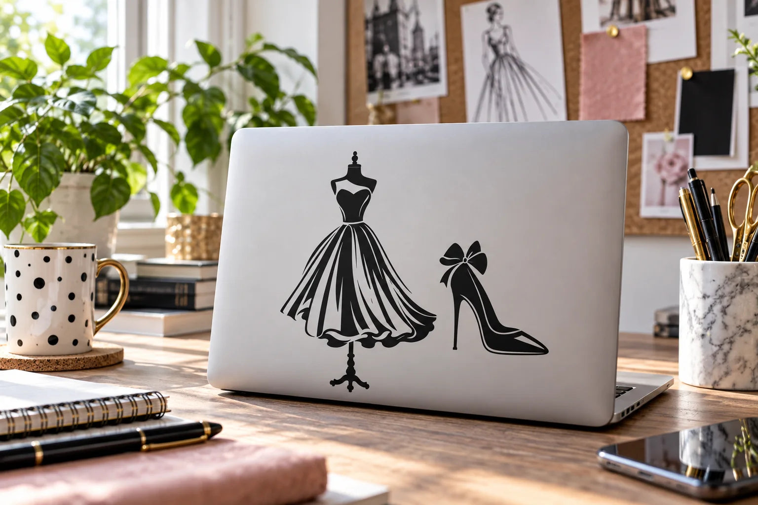 Illustrative Fashion Wall Decals vinyl application in a realistic separate close-up lifestyle scene.