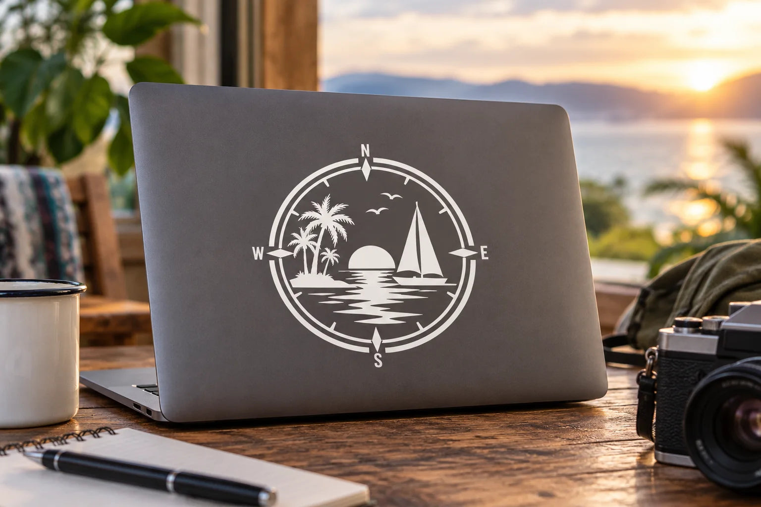Illustrative Retro Badge Wall Decals vinyl application in a realistic separate close-up lifestyle scene.