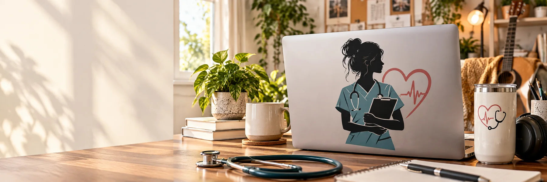 Illustrative Nurse Decals vinyl application in a realistic panoramic lifestyle scene.