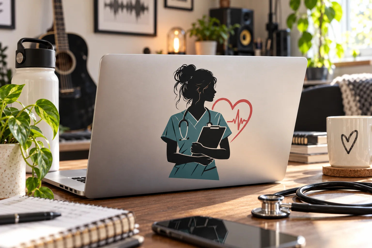 Illustrative Nurse Decals vinyl application in a realistic separate close-up lifestyle scene.