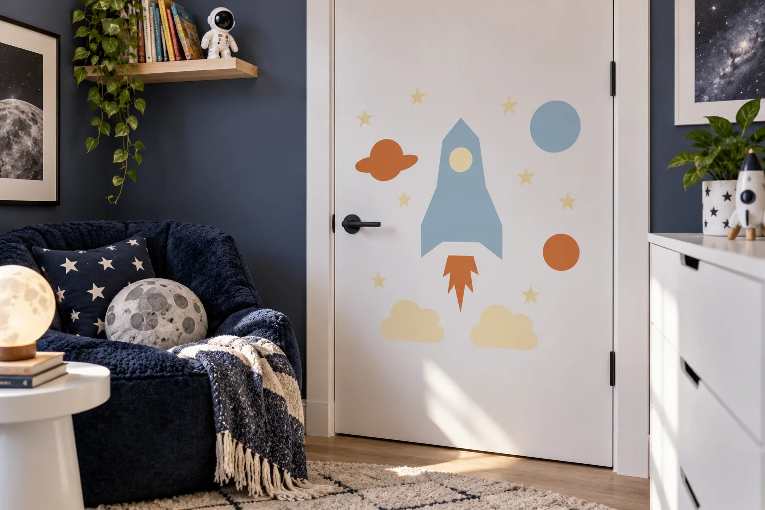 Illustrative Wall Decal Kits vinyl application in a realistic separate close-up lifestyle scene.