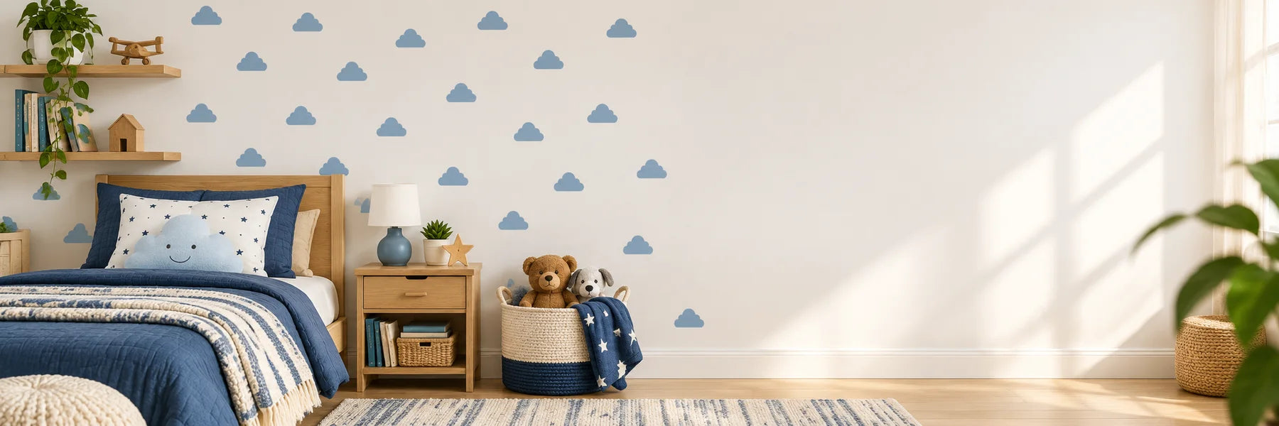 Illustrative Wall Patterns vinyl application in a realistic panoramic lifestyle scene.