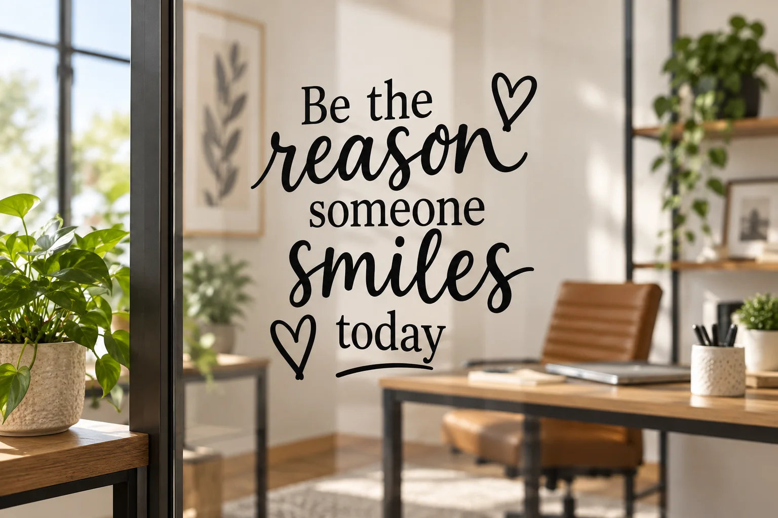 Illustrative Wall Quote Decals vinyl application in a realistic separate close-up lifestyle scene.