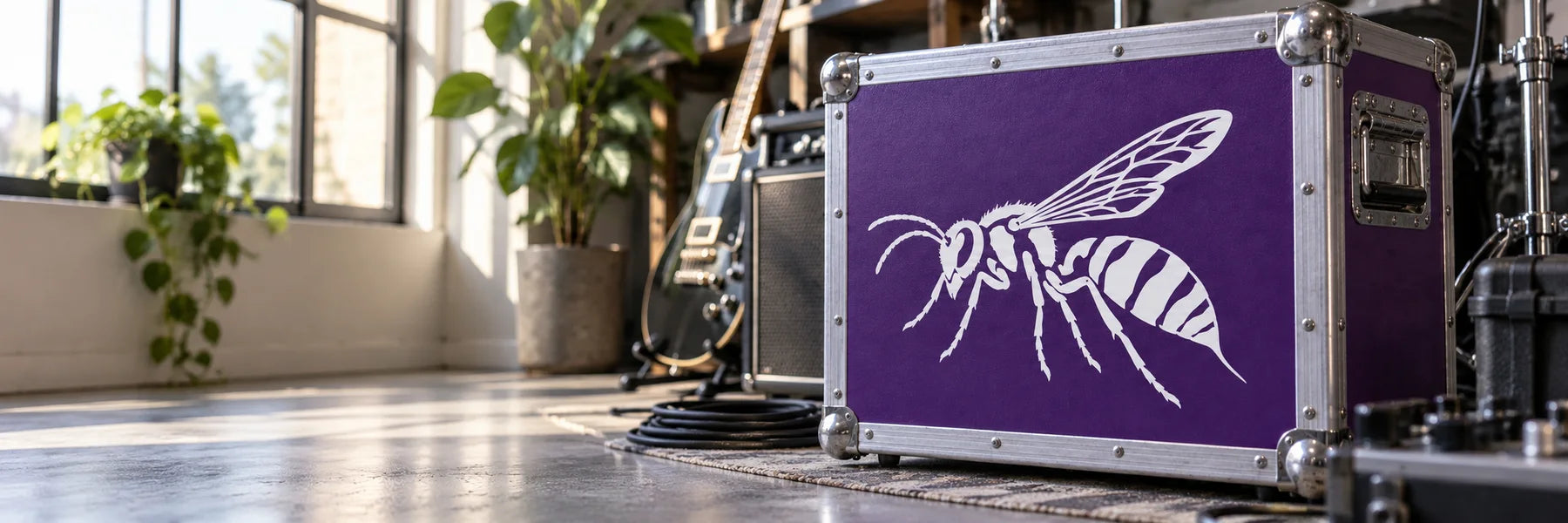 Illustrative Wasp Decals vinyl application in a realistic panoramic lifestyle scene.