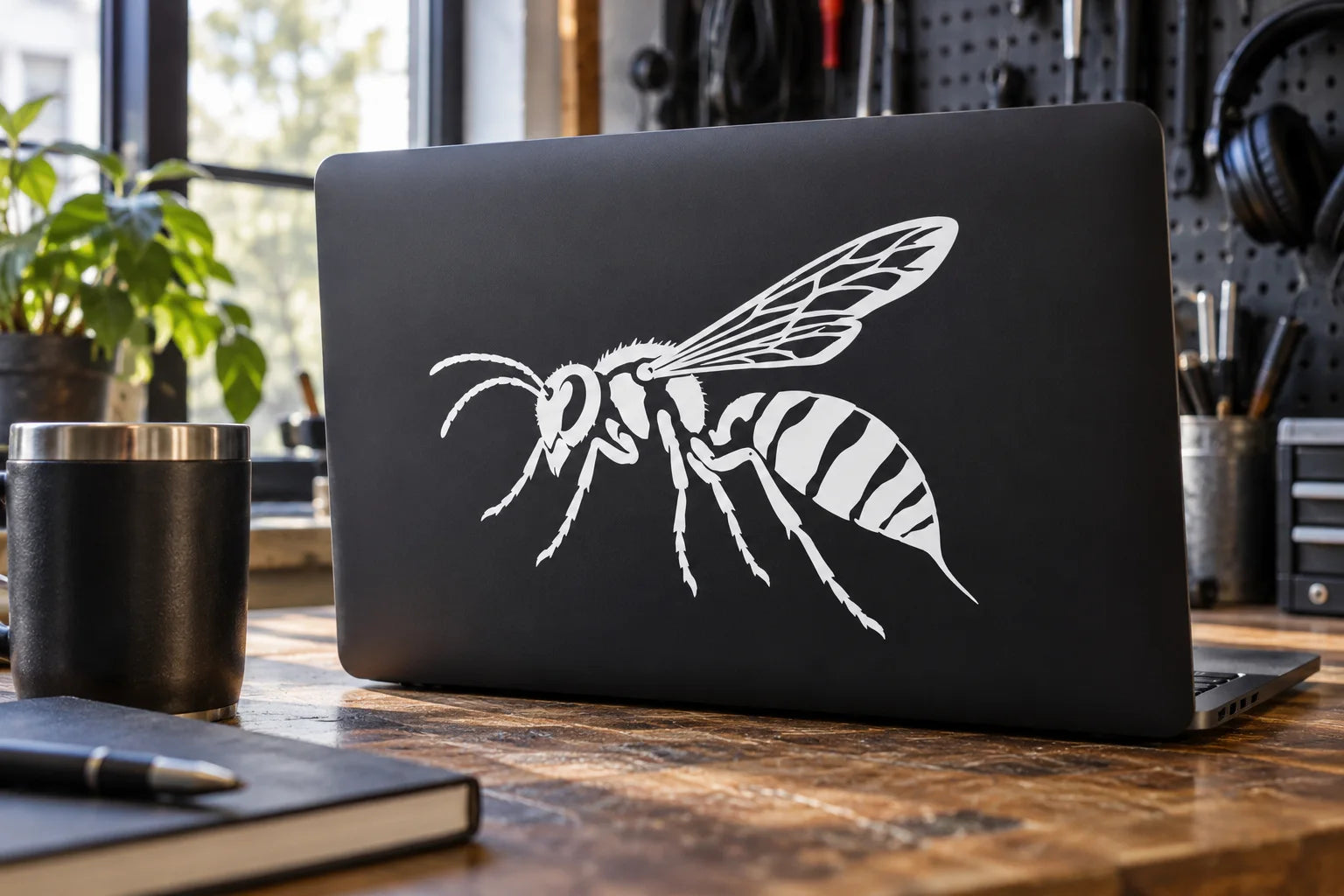 Illustrative Wasp Decals vinyl application in a realistic separate close-up lifestyle scene.
