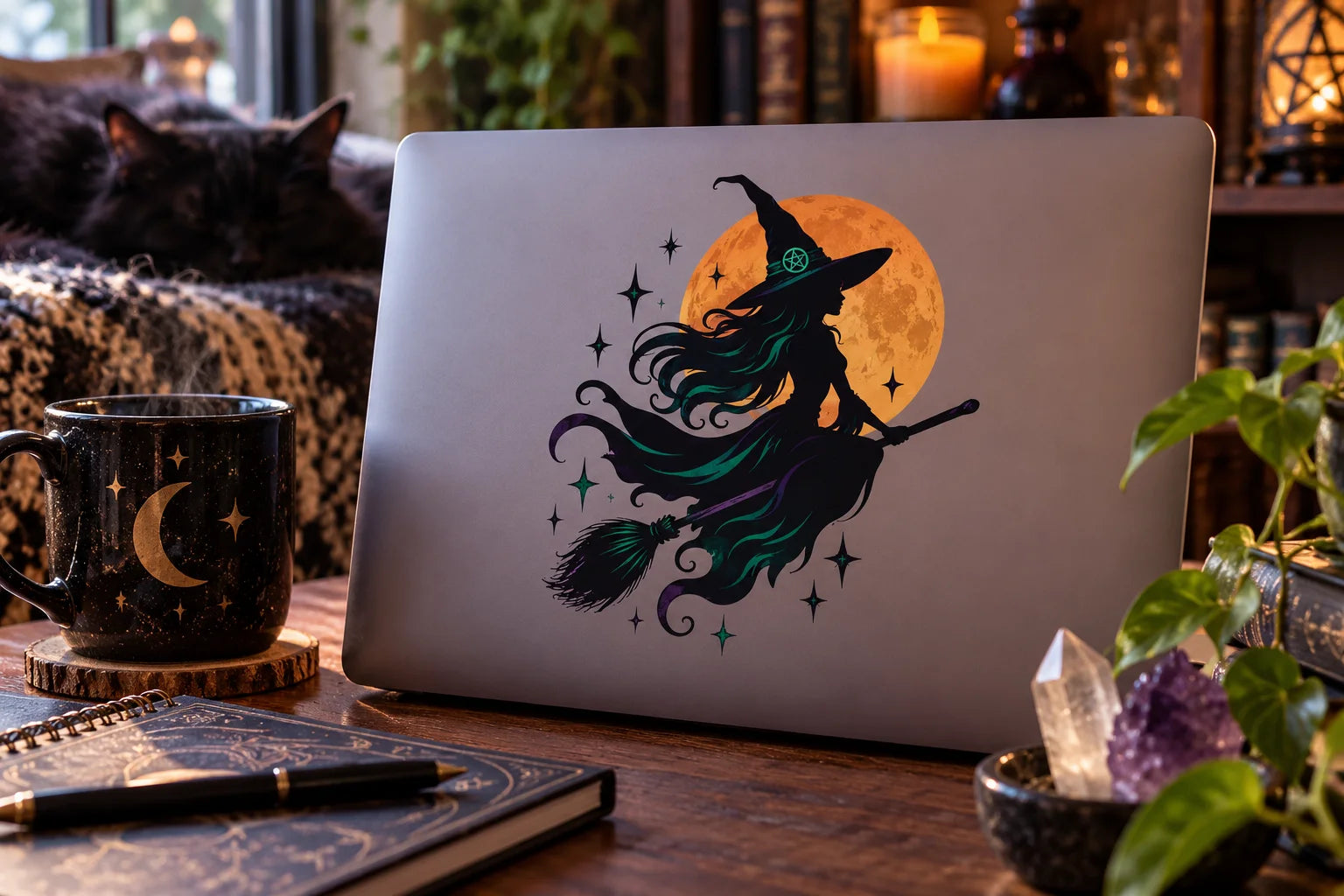 Illustrative Witch Decals vinyl application in a realistic separate close-up lifestyle scene.